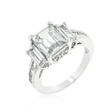 Emerald Cut Triplet Engagement Ring - Flyclothing LLC