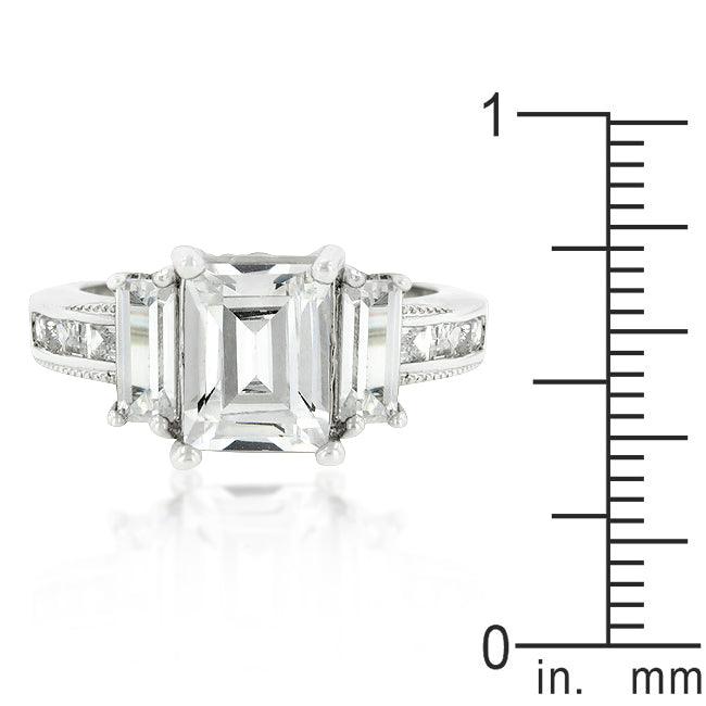 Emerald Cut Triplet Engagement Ring - Flyclothing LLC