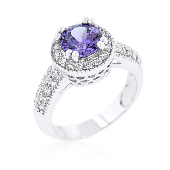 Dark Purple Halo Engagement Ring - Flyclothing LLC