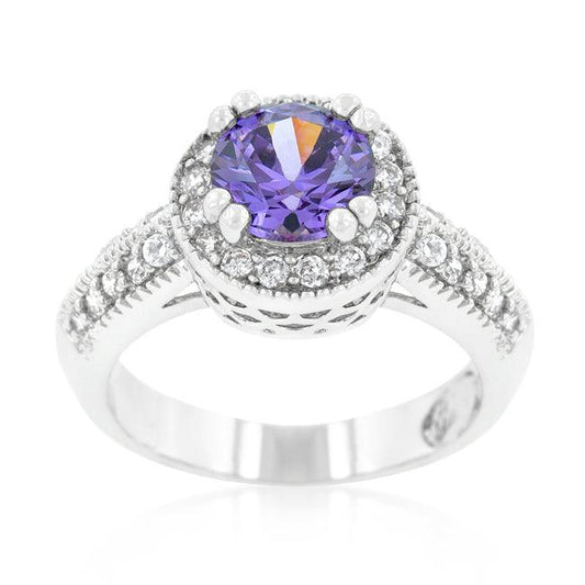 Dark Purple Halo Engagement Ring - Flyclothing LLC