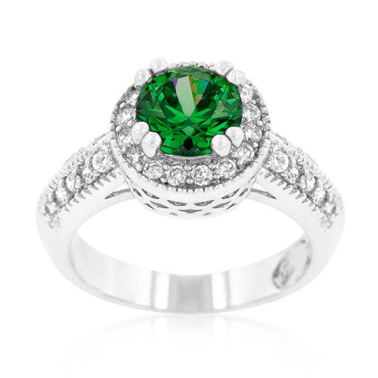 Emerald Halo Engagement Ring - Flyclothing LLC