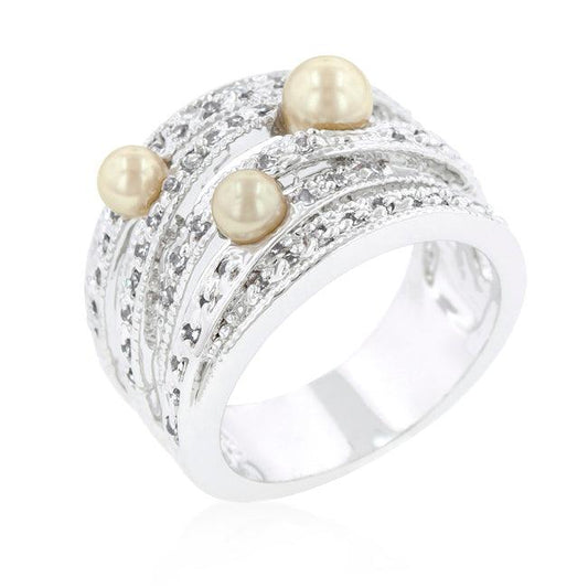 Champagne Pearl Cocktail Ring - Flyclothing LLC