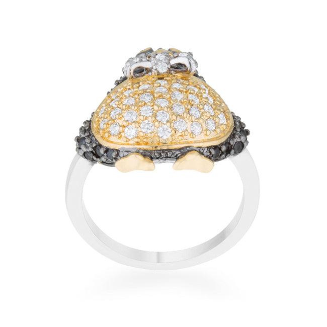 Jet Black Cubic Zirconia Penguin Ring - Flyclothing LLC