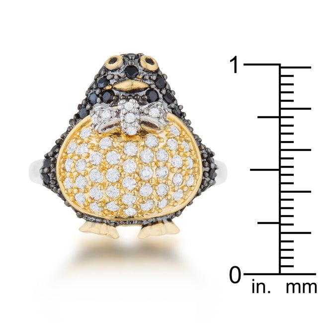 Jet Black Cubic Zirconia Penguin Ring - Flyclothing LLC