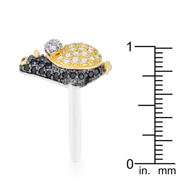 Jet Black Cubic Zirconia Penguin Ring - Flyclothing LLC