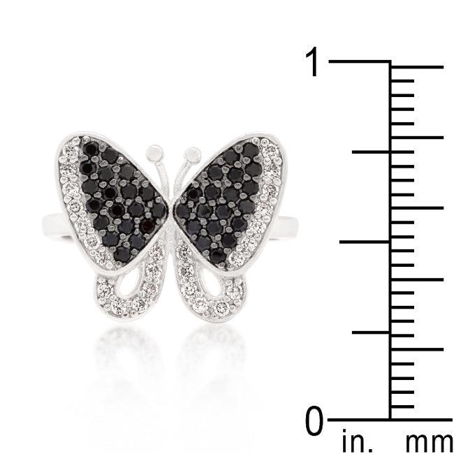 Black and White Cubic Zirconia Butterfly Ring - Flyclothing LLC