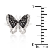 Black and White Cubic Zirconia Butterfly Ring - Flyclothing LLC