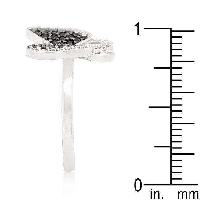 Black and White Cubic Zirconia Butterfly Ring - Flyclothing LLC