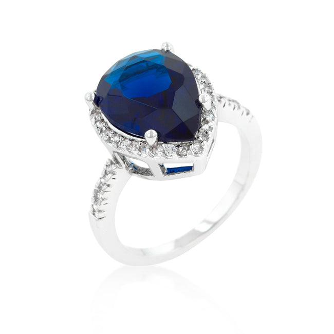 Sapphire Cubic Zirconia Drop Ring - Flyclothing LLC