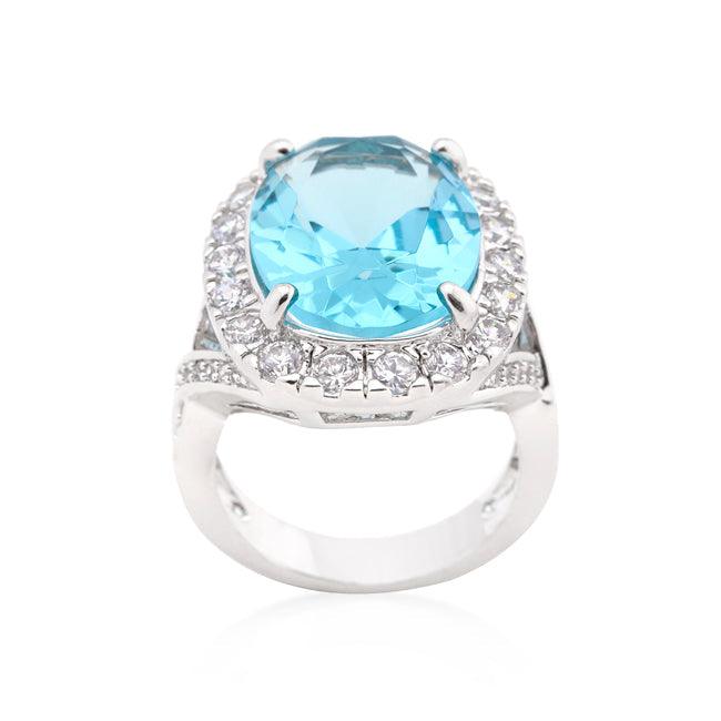 Oval Blue Topaz Cocktail Ring - Flyclothing LLC