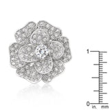 Large Flower Cubic Zirconia Cocktail Ring - Flyclothing LLC