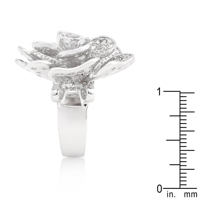 Large Flower Cubic Zirconia Cocktail Ring - Flyclothing LLC