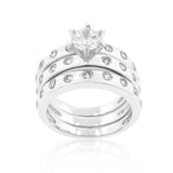 Bezel Set Engagement Ring Set - Flyclothing LLC