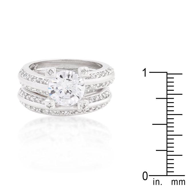 Cubic Zirconia Round Cut Pave Ring Set - Flyclothing LLC