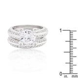 Cubic Zirconia Round Cut Pave Ring Set - Flyclothing LLC