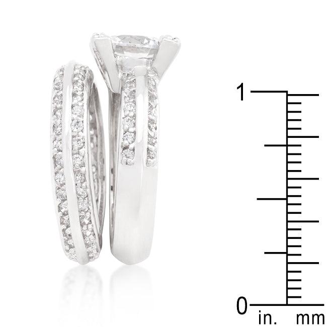 Cubic Zirconia Round Cut Pave Ring Set - Flyclothing LLC