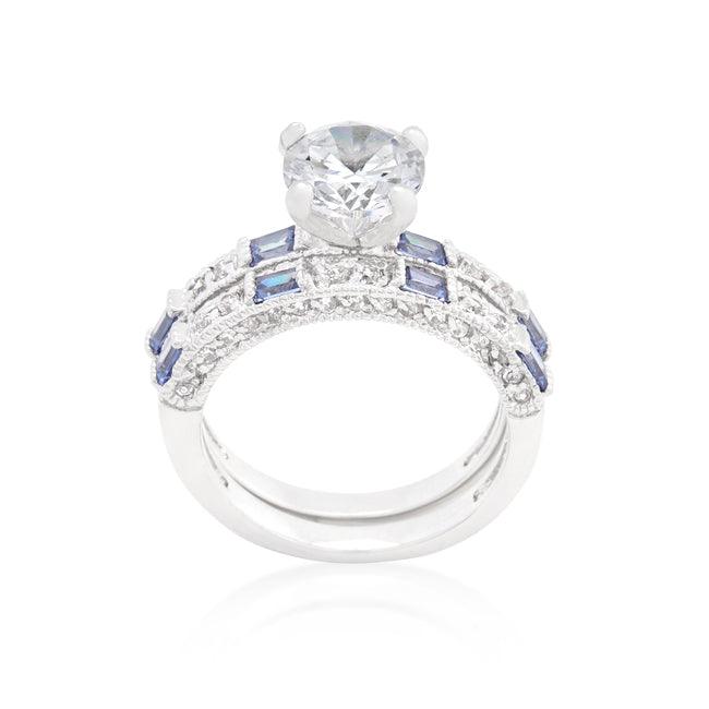 Clear and Tanzanite Cubic Zirconia Ring Set - Flyclothing LLC