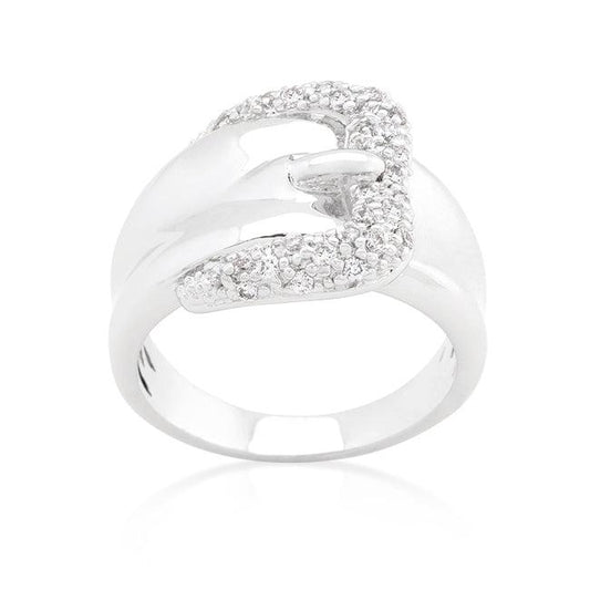 Simple Cubic Zirconia Belt Ring - Flyclothing LLC