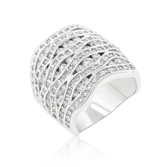 Cubic Zirconia Pave Abstract Ring - Flyclothing LLC