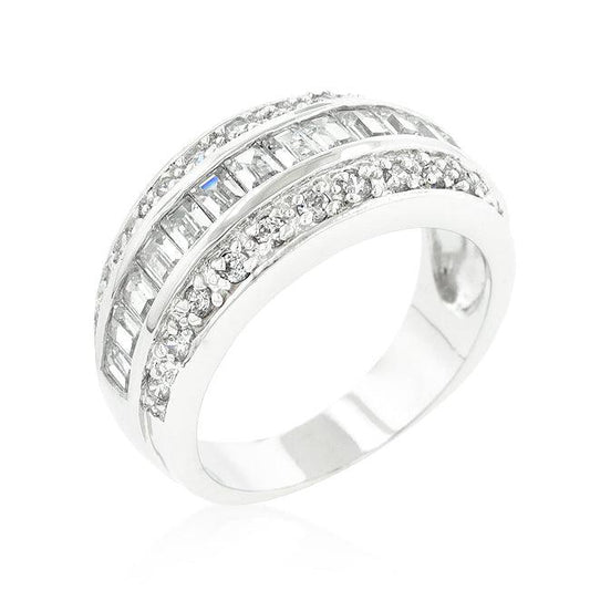 3-Row Cubic Zirconia Band - Flyclothing LLC