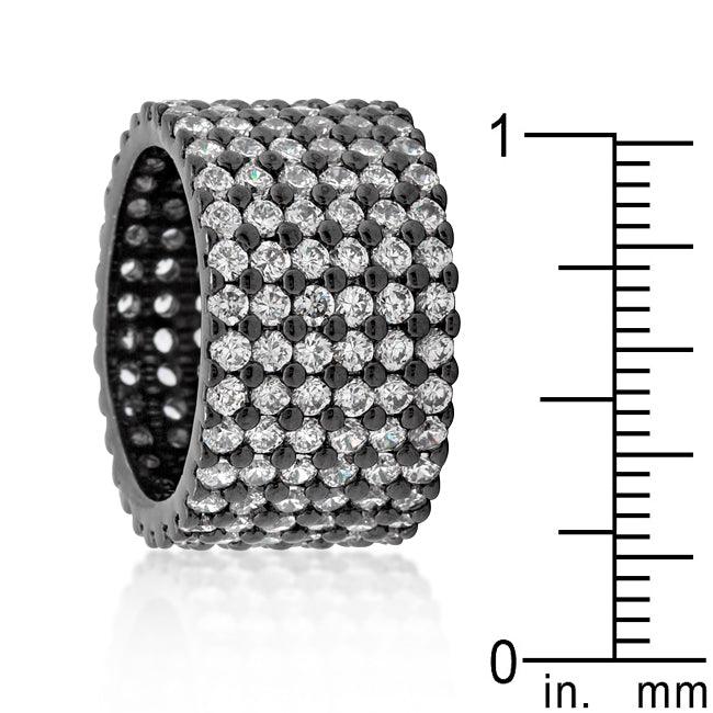 Hematite Wide Pave Cubic Zirconia Ring - Flyclothing LLC