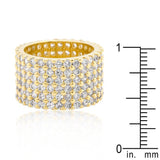 Goldtone Finishd Wide Pave Cubic Zirconia Ring - Flyclothing LLC