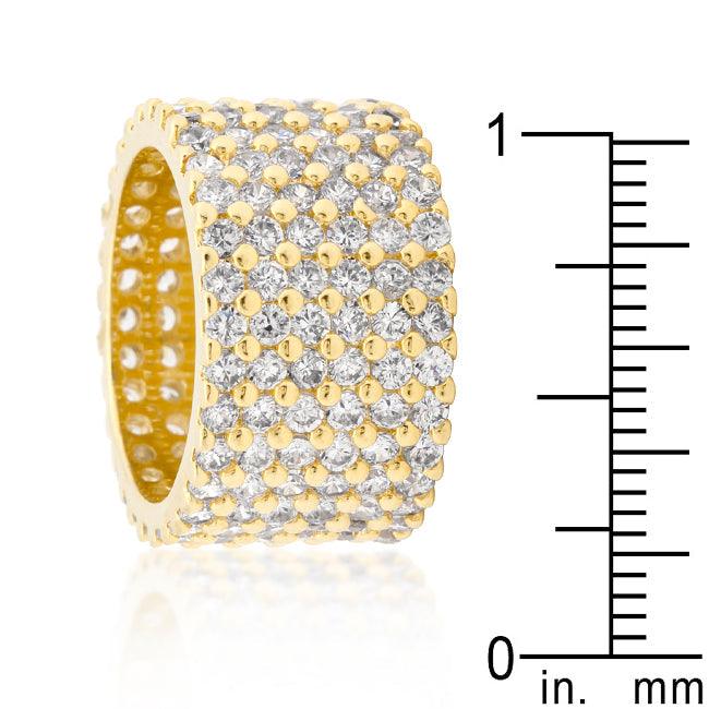 Goldtone Finishd Wide Pave Cubic Zirconia Ring - Flyclothing LLC