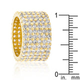 Goldtone Finishd Wide Pave Cubic Zirconia Ring - Flyclothing LLC