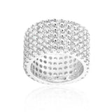 Rhodium Plated Finishd Wide Pave Cubic Zirconia Ring - Flyclothing LLC