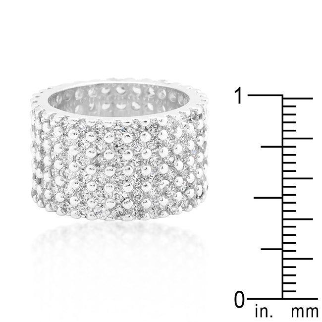 Rhodium Plated Finishd Wide Pave Cubic Zirconia Ring - Flyclothing LLC