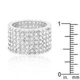 Rhodium Plated Finishd Wide Pave Cubic Zirconia Ring - Flyclothing LLC