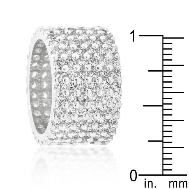 Rhodium Plated Finishd Wide Pave Cubic Zirconia Ring - Flyclothing LLC