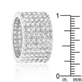 Rhodium Plated Finishd Wide Pave Cubic Zirconia Ring - Flyclothing LLC