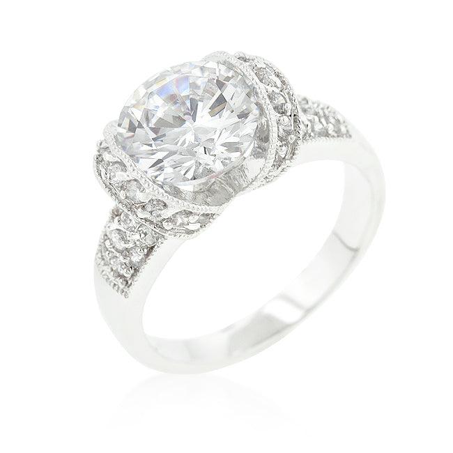 Tension Set Cubic Zirconia Engagement Ring - Flyclothing LLC