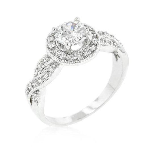 Round Cut Halo Engagement Ring - Flyclothing LLC