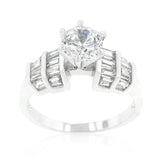 Tapered Baguette Cubic Zirconia Engagement Ring - Flyclothing LLC