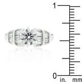 Tapered Baguette Cubic Zirconia Engagement Ring - Flyclothing LLC