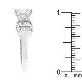 Tapered Baguette Cubic Zirconia Engagement Ring - Flyclothing LLC