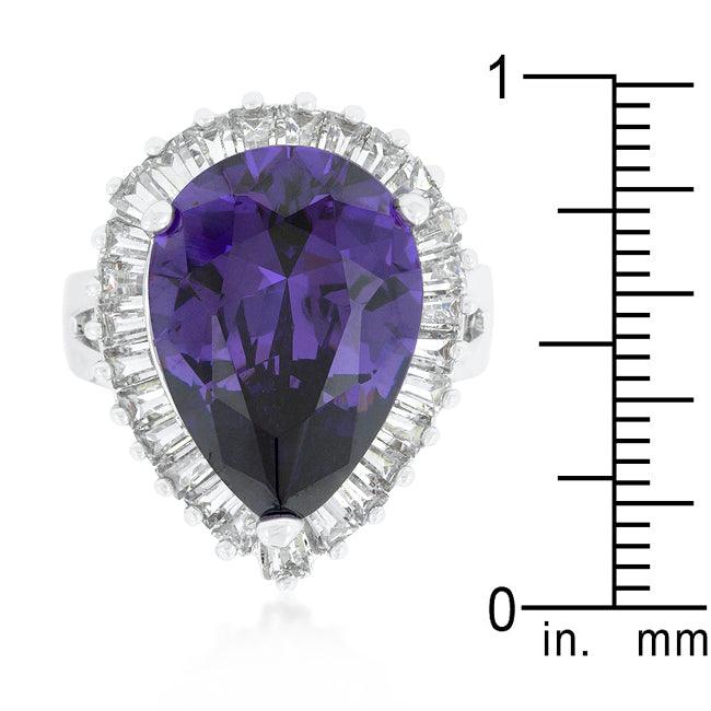 Cubic Zirconia Purple and Clear Cocktail Ring - Flyclothing LLC