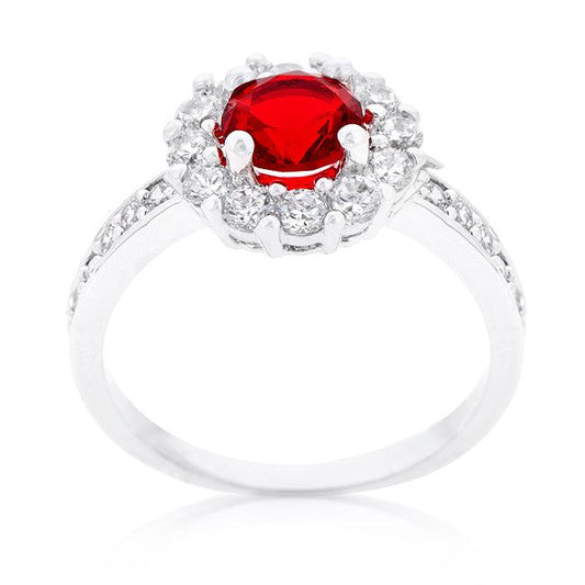 Ruby Red Halo Engagement Ring - Flyclothing LLC