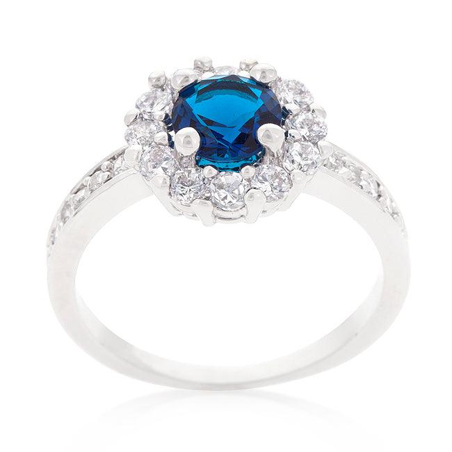 Sapphire Blue Halo Engagement Ring - Flyclothing LLC