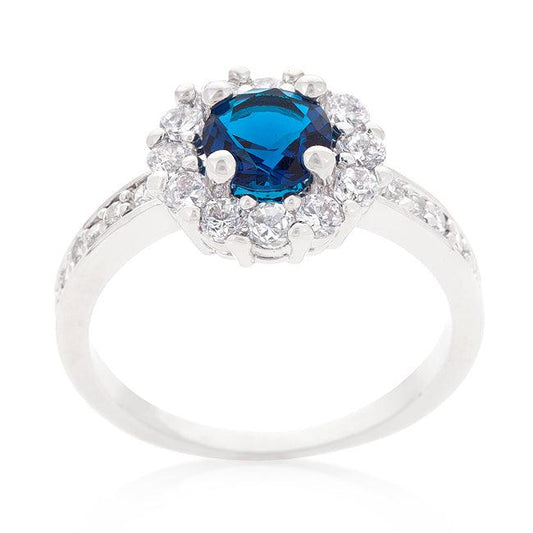 Sapphire Blue Halo Engagement Ring - Flyclothing LLC