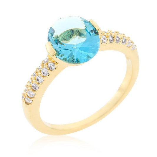 Aqua Oval Cubic Zirconia Engagement Ring - Flyclothing LLC