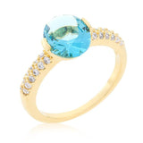 Aqua Oval Cubic Zirconia Engagement Ring - Flyclothing LLC