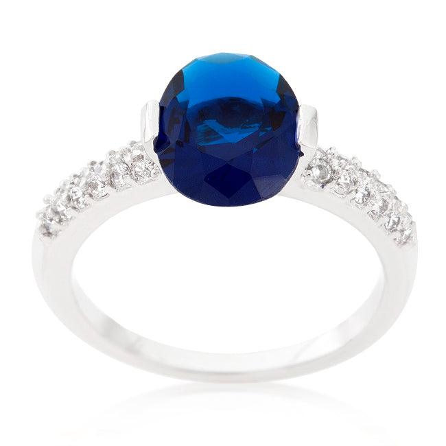 Blue Oval Cubic Zirconia Engagement Ring - Flyclothing LLC