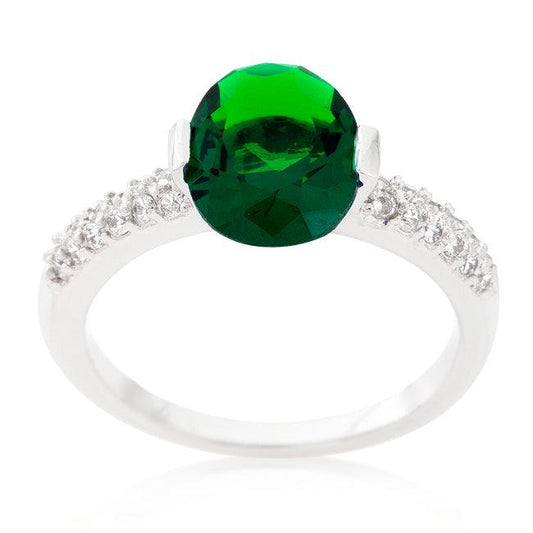 Green Oval Cubic Zirconia Engagement Ring - Flyclothing LLC