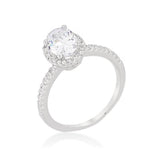 Oval-Cut Floating Halo Cubic Zirconia Engagement Ring - Flyclothing LLC