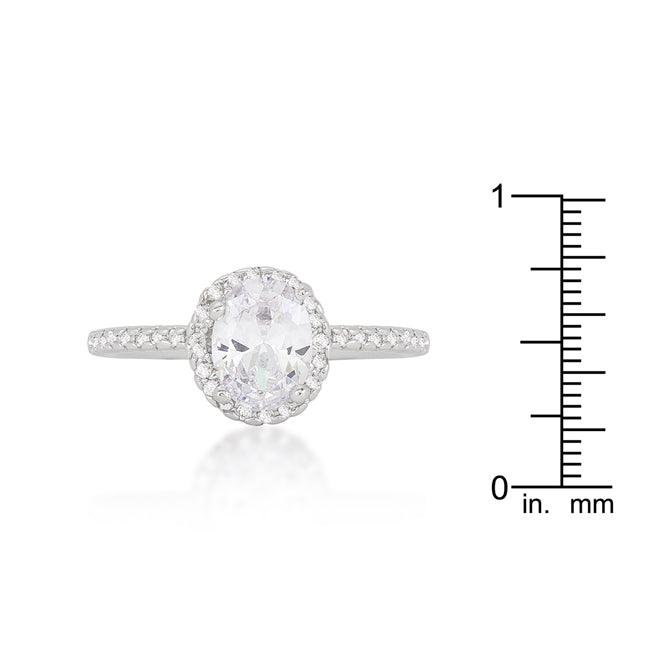 Oval-Cut Floating Halo Cubic Zirconia Engagement Ring - Flyclothing LLC