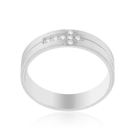 Band Ring with Cubic Zirconia Cross Design - Flyclothing LLC