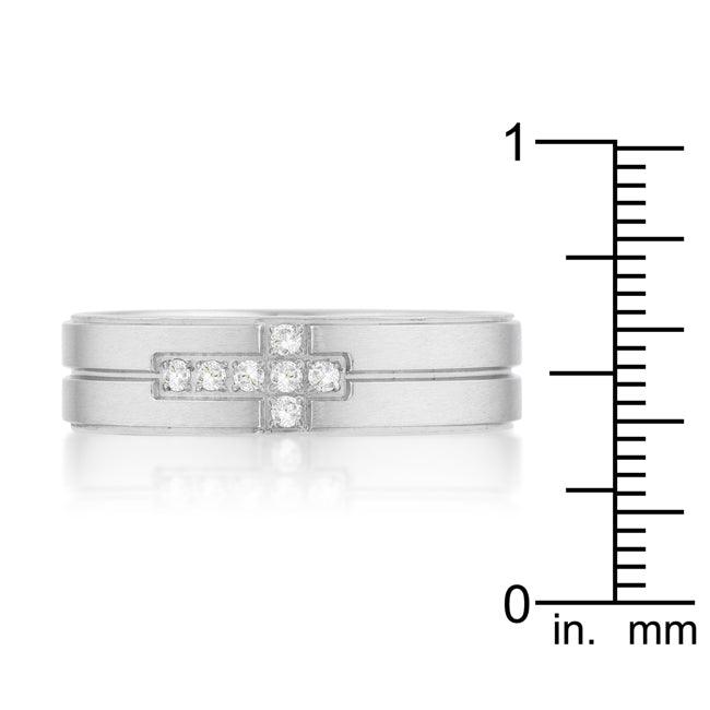 Band Ring with Cubic Zirconia Cross Design - Flyclothing LLC